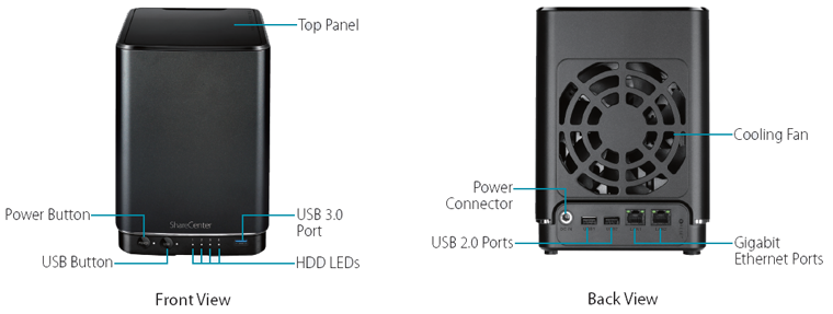 DNS-340L Front and Back View
